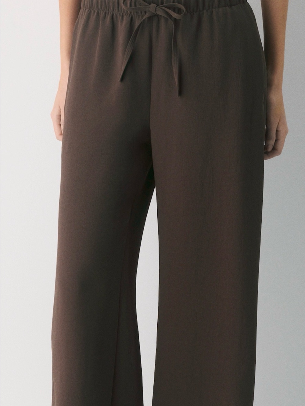 Lodge Pant- Elastic-Waist Wide Leg Pants in Dark Brown